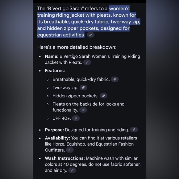 B VERTIGO SARA TRAINING JACKET black XL new with tags dressage equestrian pretty - Picture 14 of 15